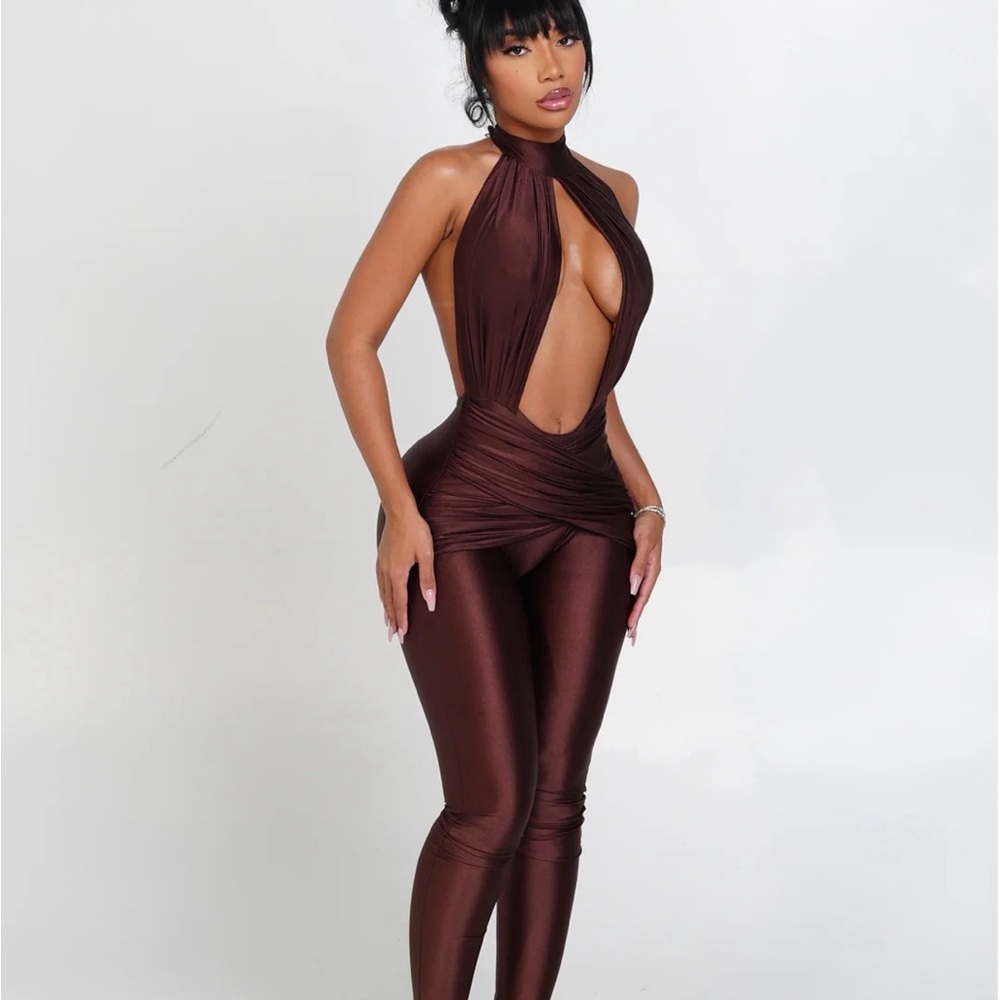 Chic Brown Halter Jumpsuit